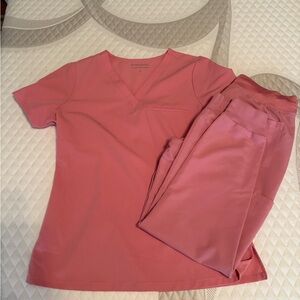 Mandala Rose Pink V-Neck Scrub Top & Jogger Set